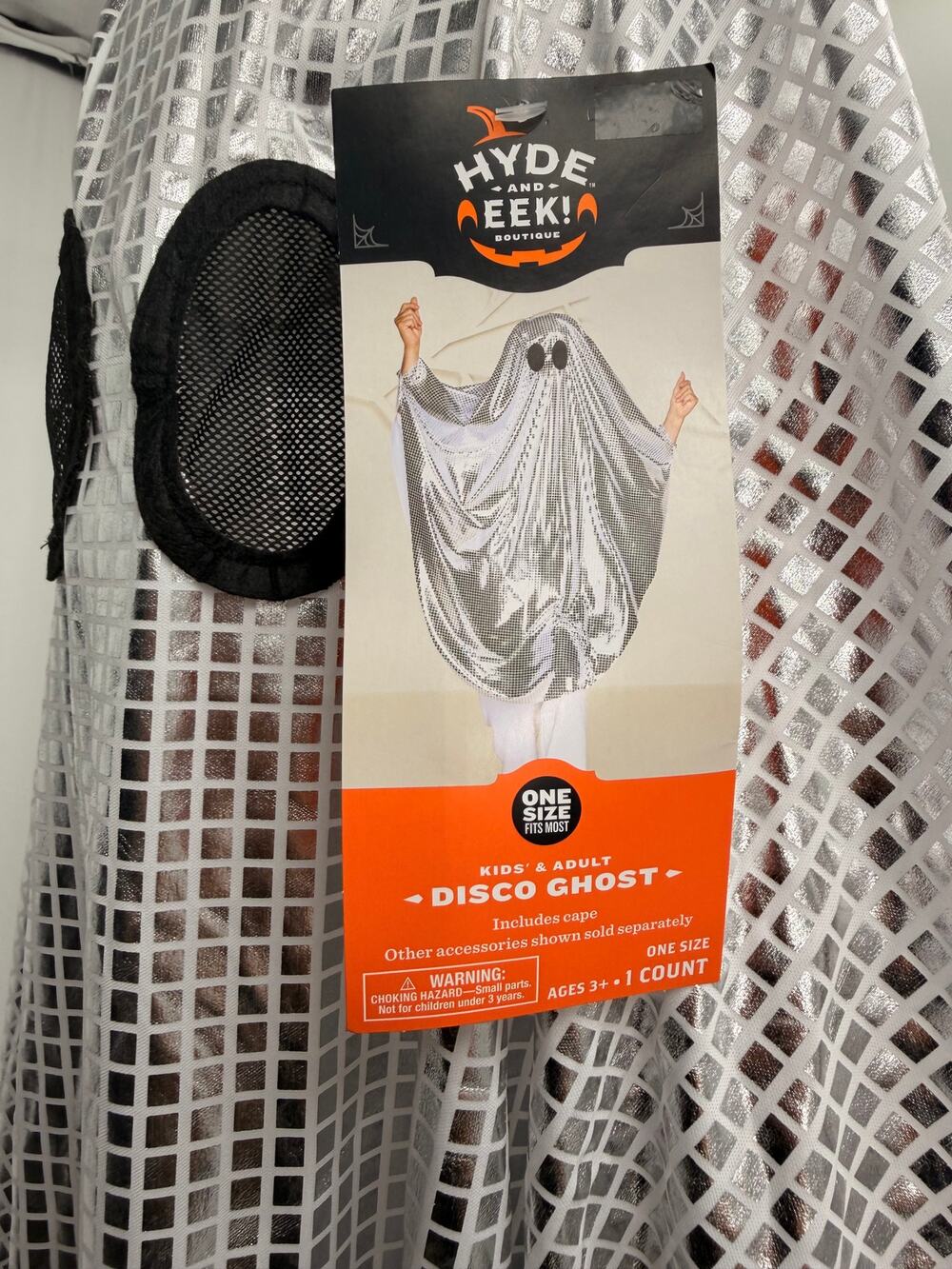 Hyde & Eek Disco Ghost Costume Kids Adult OSFM Silver Cape Halloween NWT